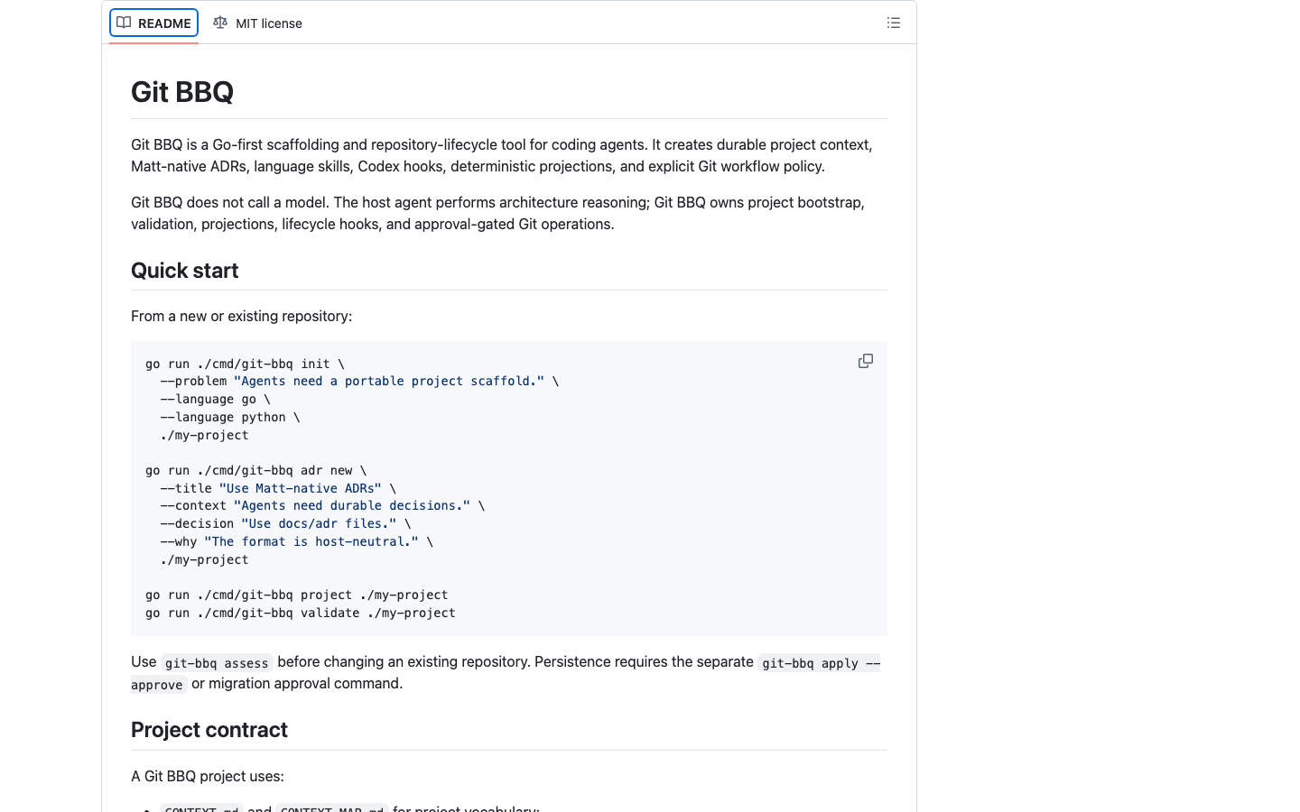 Git BBQ repository README preview